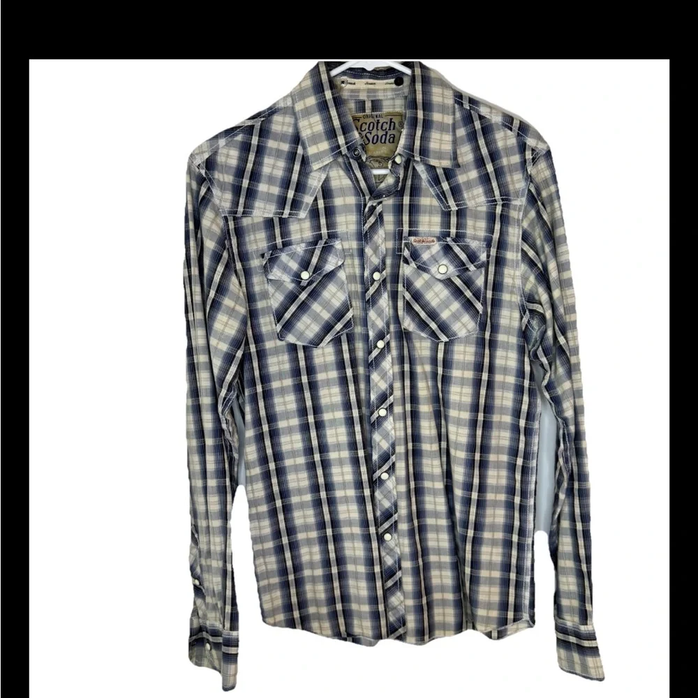 Scotch & Soda Blue Plaid Men's Button Down Shirt